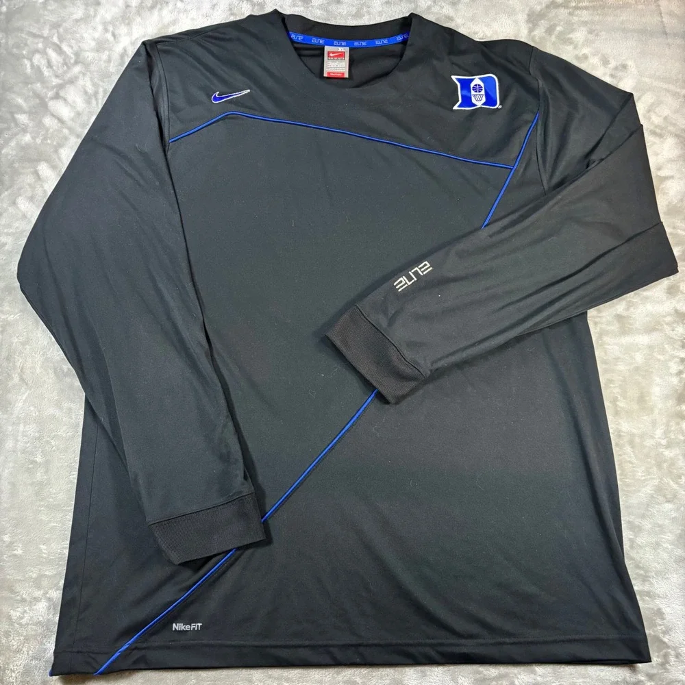 Nike Duke Blue Devils Elite Team Basketball Shooting Shirt Black XL Long Sleeve